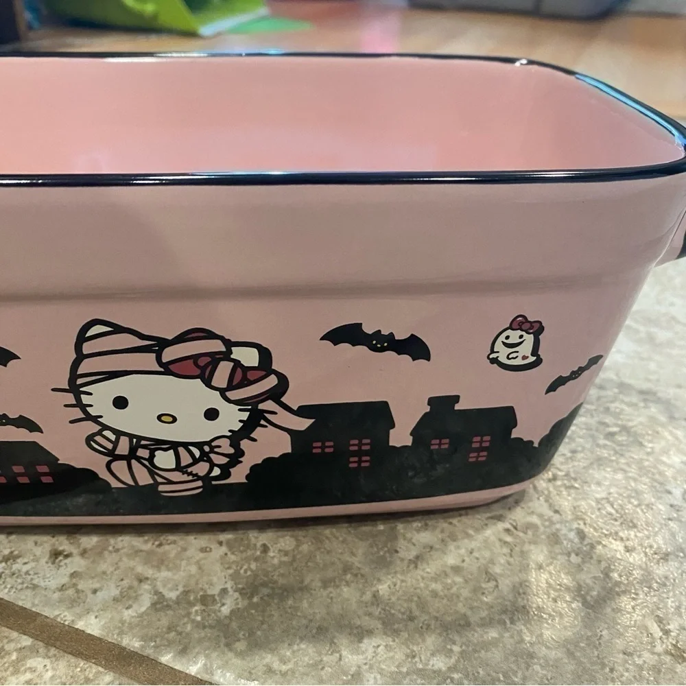 Hello Kitty Pink Pumpkin Bread Pan Loaf Ceramic NEW W/ Handles Candy Dish